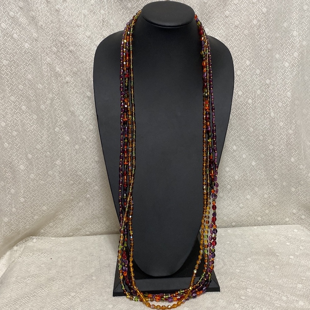 Vintage Joan Rivers Czech Glass Bead Multi-Stand Necklace - Picture 7 of 14